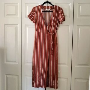 & Other Stories Stripe V Neck Wrap Maxi Dress